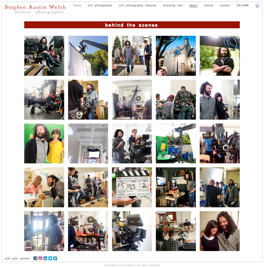 Stephen Austin Welch director photographer sawphoto website behind the scenes